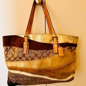Coach Gold and Brown Women's Tote Bag